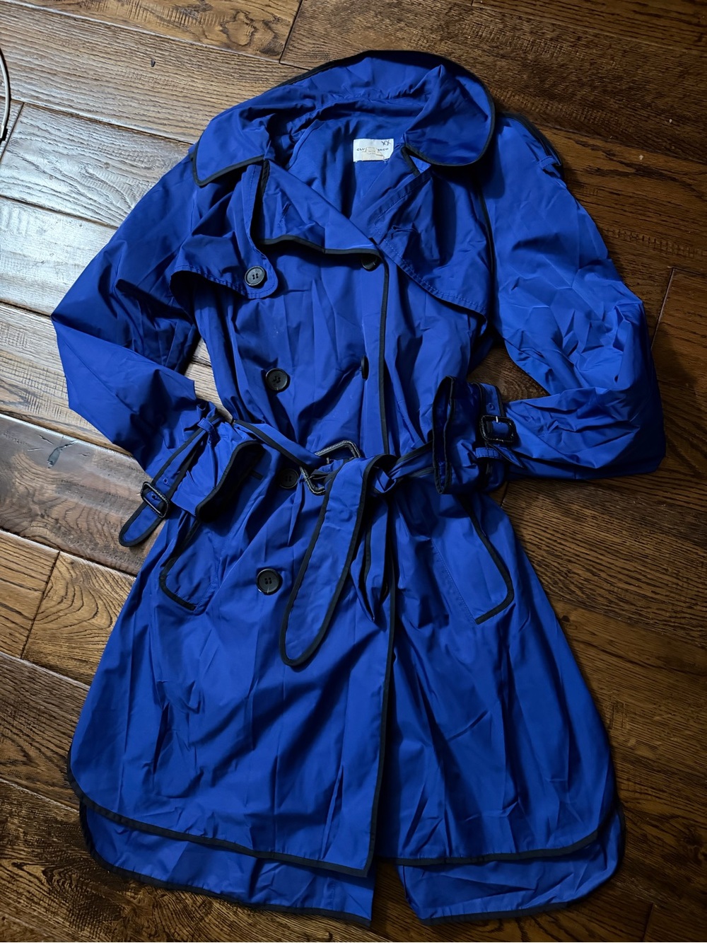 CLUB MONACO Bright Blue Womens Trench Coat with Contrast Piping Size S